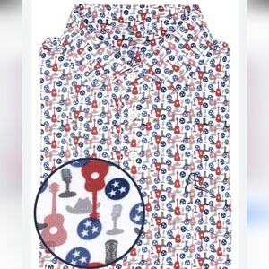 Rhoback Nashvegas Red, Blue, and Gray Patterned Shirt Size Large